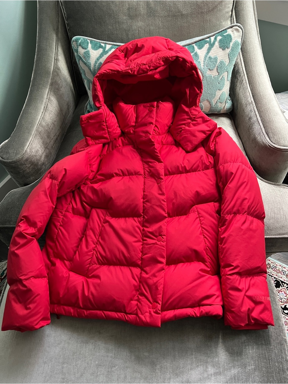 Lululemon Wunder Puff 600 Down Fill Jacket Red Detachable Hood Size 2
